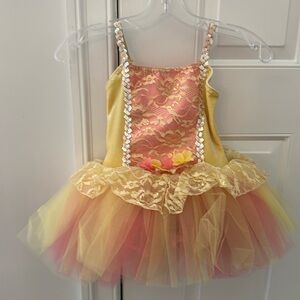 Yellow, and pink ballet dress